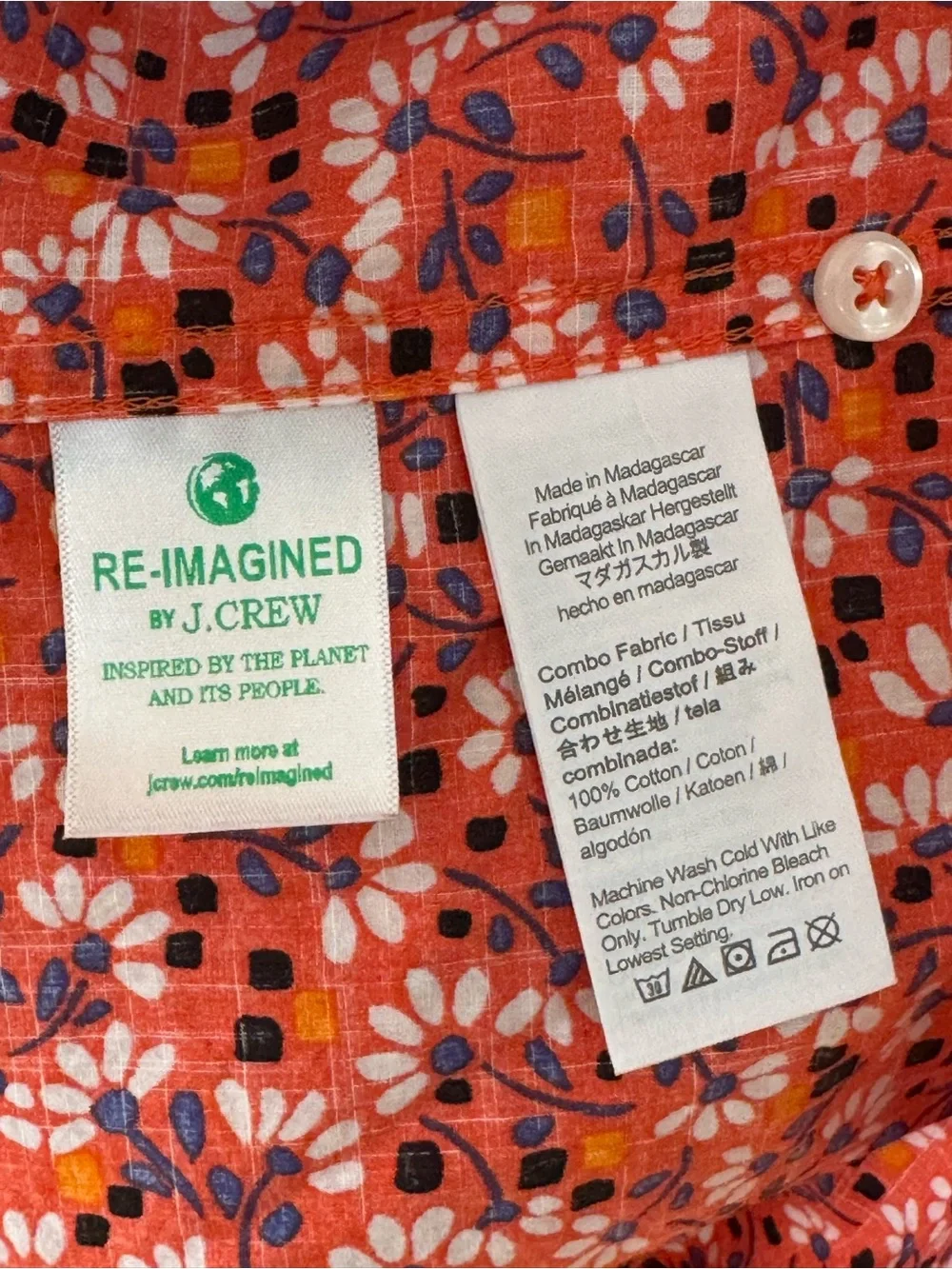 J. Crew Red Floral Short-Sleeve Button-Down Shirt